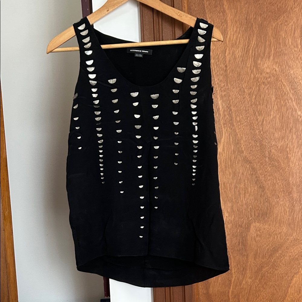 Alexander Wang Black Tank Top with Silver Studs